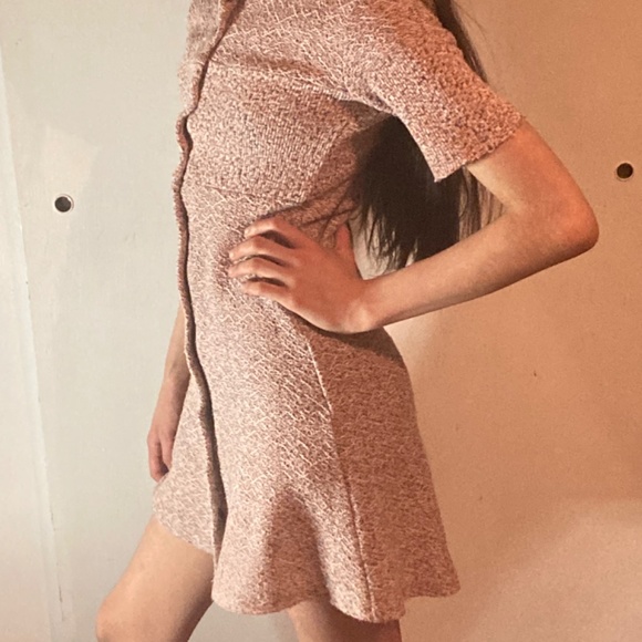 Girls Vintage Pink Black Tweed Dress Button 7/8 - Picture 4 of 11